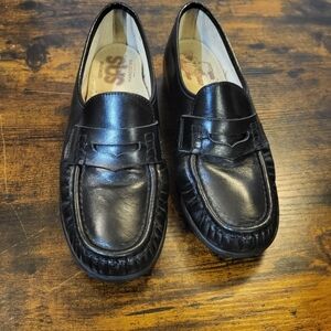 SAS Shoes Black Leather Loafer Comfort Soft Step Heel Women 8.5 Made in USA